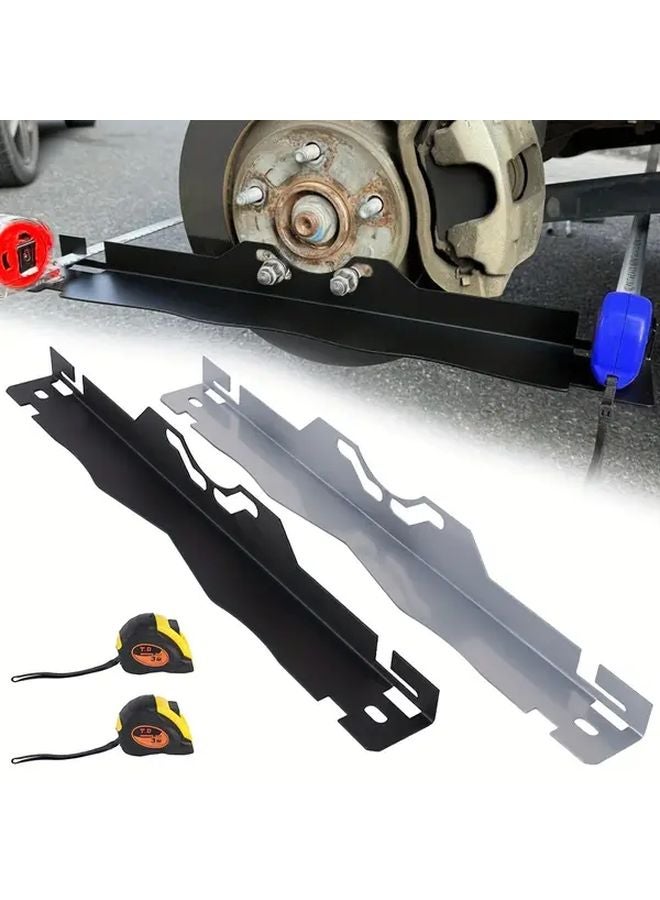 مجموعة أدوات محاذاة العجلات السوداء 2 قطعة مع أشرطة القياس لضبط مقدمة السيارة بنفسك - Image 3